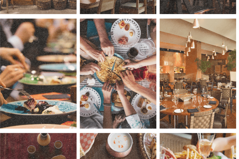 diferentes imagens de restaurantes