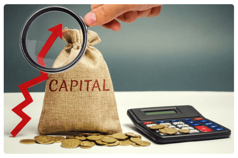 imagem com calculadora e saco com dinheiro