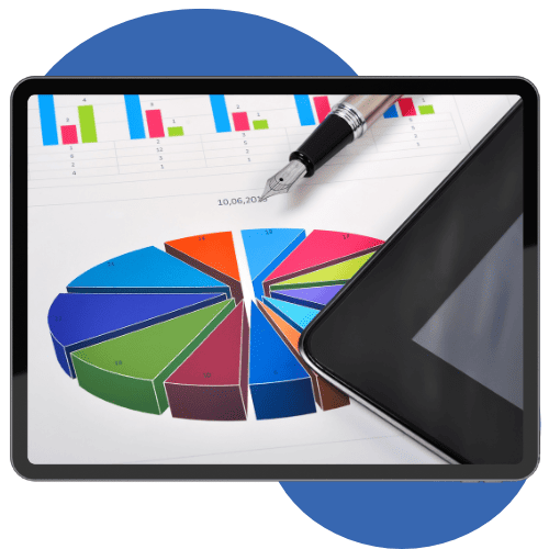 imagem de tablet com grafico
