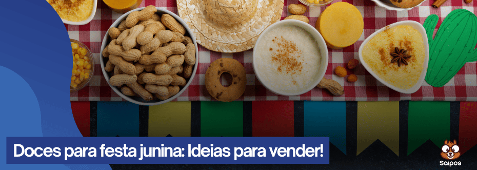 Imagem de alimentos típicos de festa junina com escrita