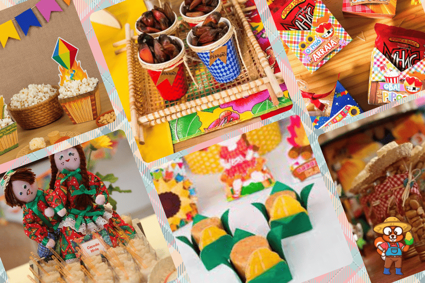 Diferentes imagens de doces típicos de festa junina