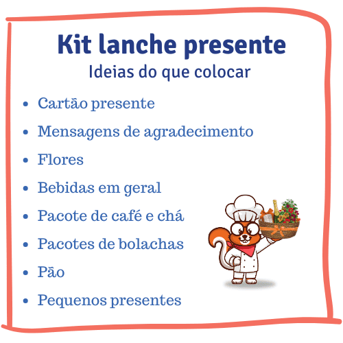 lista de presentes e esquilo cozinheiro
