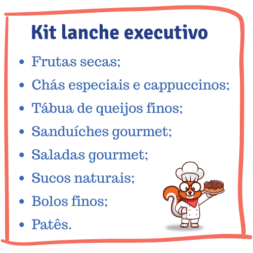 lista de comidas e um esquilo cozinheiro