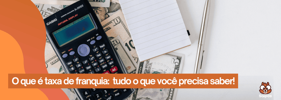 texto com detalhes laranjas e uma calculadora