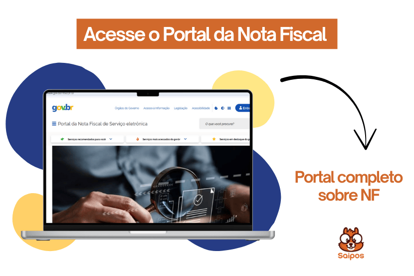 Imagem de computador com o site do governo sobre nota fiscal