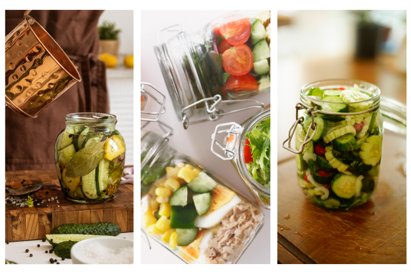 potes de vidro reutilizáveis 