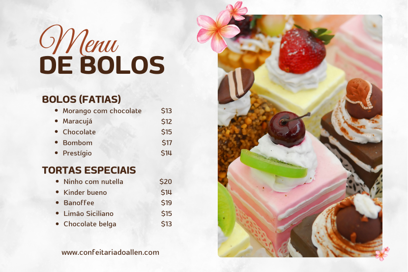 CARDAPIOS TRADICIONAIS DE BOLOS